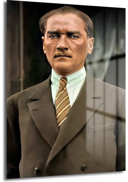 Atatürk Dekorati̇f Di̇key Cam Tablo