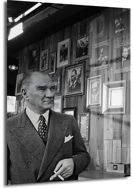 Atatürk Dekorati̇f Di̇key Cam Tablo