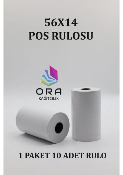 Ora Termal Rulo 56X14 Termal Pos Kağıdı - Pos Rulosu - Yazarkasa Pos Kağıdı 10 Adet