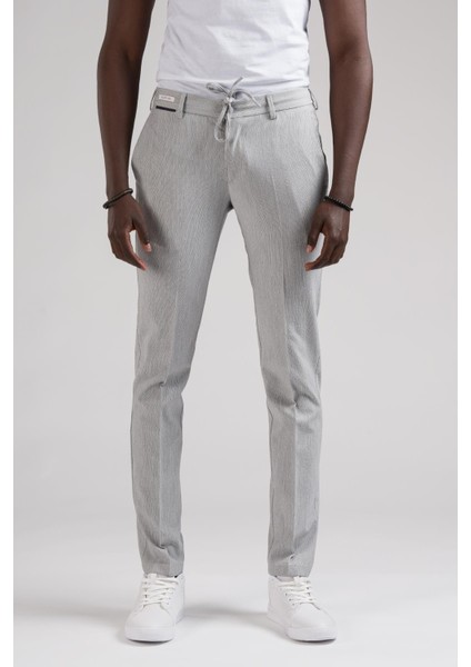 Slimfit Beli Yarım Lastikli ve Iplikli Ince Çizgili Yazlık Jogger Pantolon fırsatları