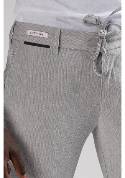 Slimfit Beli Yarım Lastikli ve Iplikli Ince Çizgili Yazlık Jogger Pantolon indirimleri