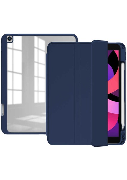 Apple iPad 10.2 (8.nesil) Kılıf Kalem Bölmeli Dönebilen Standlı Ayrılan Silikon
