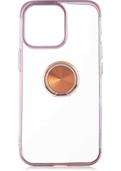 Apple iPhone 13 Pro Kılıf Kenarları Renkli Yüzüklü Manyetik Silikon