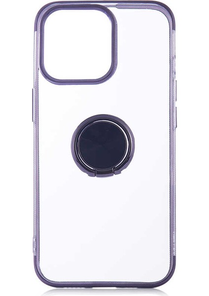 Apple iPhone 13 Pro Kılıf Kenarları Renkli Yüzüklü Manyetik Silikon
