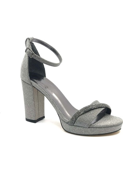 Feles Şerit Taş Detaylı Tek Bant Platform 11 cm Topuklu Kadın Ayakkabı