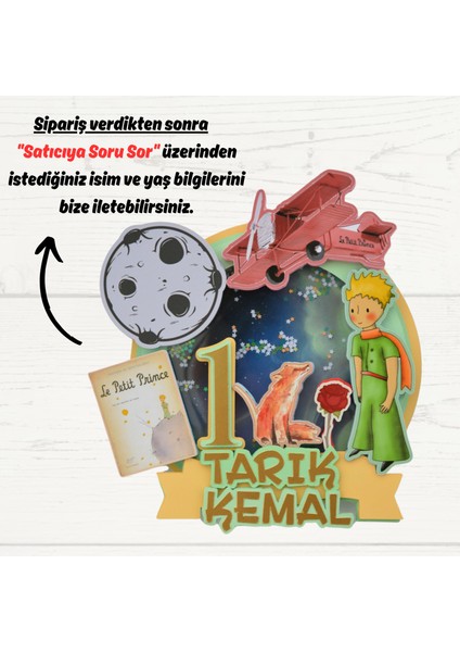 Küçük Prens Temalı Kişiye Özel Erkek Çocuk Doğum Günü Pasta Süsü (21X20CM) fiyatları