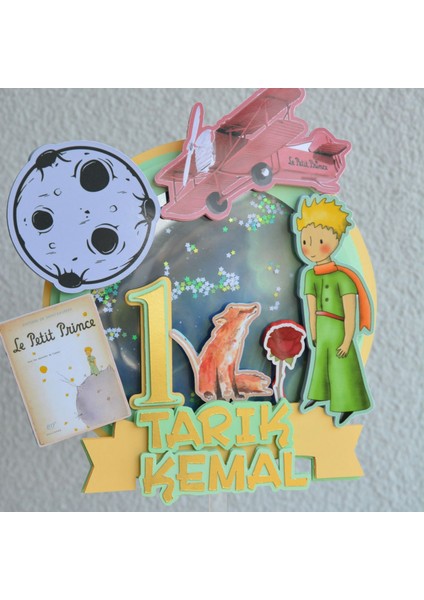 Küçük Prens Temalı Kişiye Özel Erkek Çocuk Doğum Günü Pasta Süsü (21X20CM) fırsatları