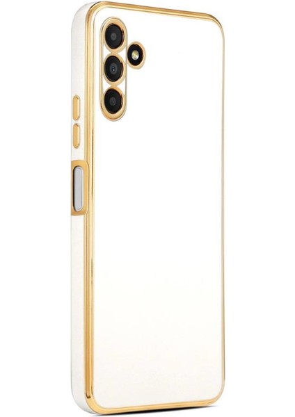 Galaxy A04S Kılıf Kamera Korumalı Altın Kenar Tasarım Silikon