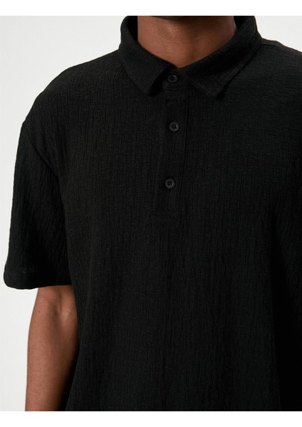 4SAM10001MK 999 Sıyah Erkek Jersey Kısa Kollu Basıc Polo T-Shırt modelleri