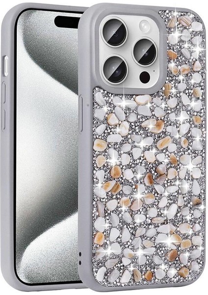 iPhone 15 Pro Kılıf Parlak Taşlı Tasarım Linea Kapak