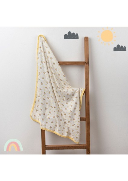 Ayıcık Desenli Bebek Tek Kat Kapitone Battaniye Kundak 80X90 cm Sarı fiyatları