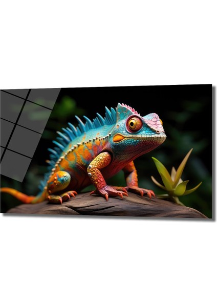 Renkli̇ Iguana Tasarım Dekorati̇f Cam Tablo, Ev Dekorasyon, Ofi̇s Dekorasyon modelleri