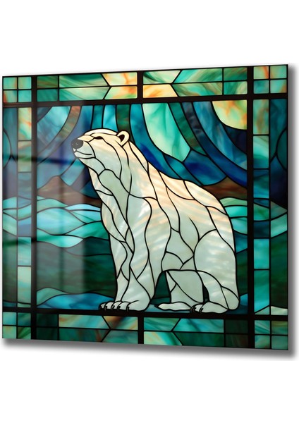 Vitray Kutup Ayısı Kare Cam Tablo fiyatları