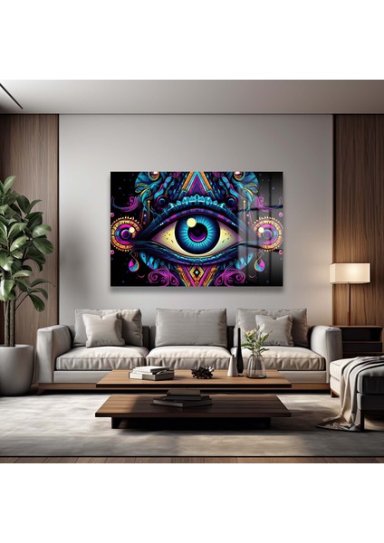 Soyut Anti̇k Göz Dekorati̇f Yatay Cam Tablo fiyatları