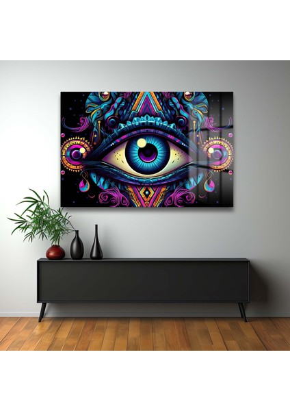 Soyut Anti̇k Göz Dekorati̇f Yatay Cam Tablo modelleri