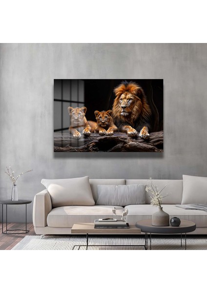 Aslan Ai̇lesi̇ Dekorati̇f Yatay Cam Tablo indirimleri