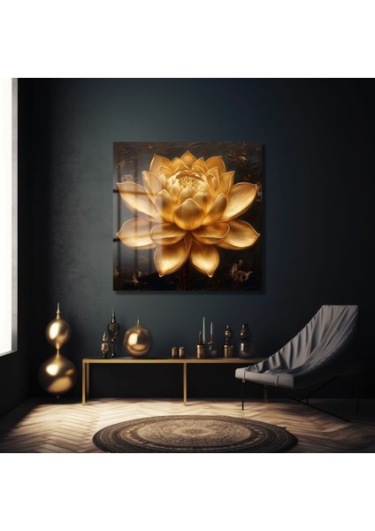 Altın Lotus Kare Cam Tablo fiyatları