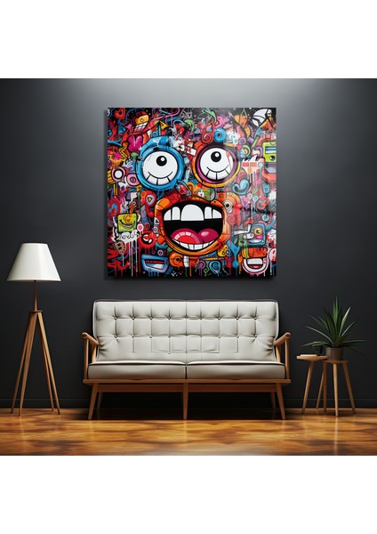 Graffi̇ti̇ Kare Cam Tablo