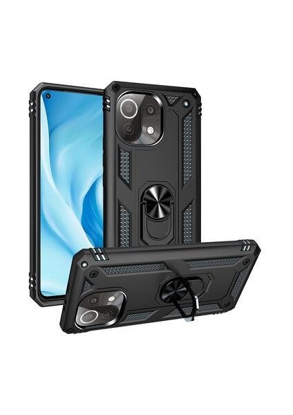 Xiaomi Mi 11 Lite Kılıf Yüzüklü Standlı Manyetikli Armor Zırh
