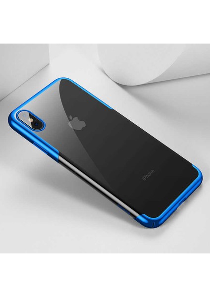 Orijinal Baseus Apple iPhone Xs Max 6.5 Kılıf Ince Köşeleri Renkli Şeffaf Silikon