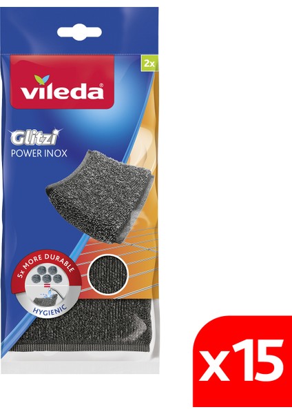 15 Paket 2'li Power Inox Çelik Bulaşık Sünger