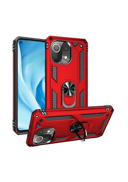 Xiaomi Mi 11 Lite Kılıf Yüzüklü Standlı Manyetikli Armor Zırh