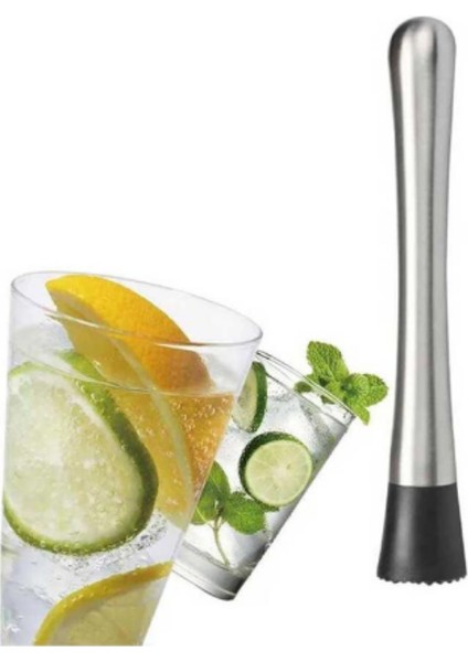 Adin Tasarım Mojito Tokmağı Dişli Siyah Bar Tokmağı Kokteyl Tokmağı Tokmak Bar Tipi Mojito Şeker Ezme