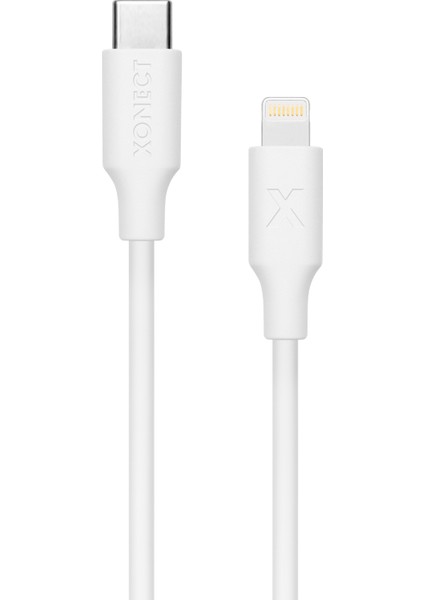 Type-C To Lightning Uyumlu iPhone Modelleri Için Hızlı Şarj ve Data Kablosu 40 cm (Beyaz)