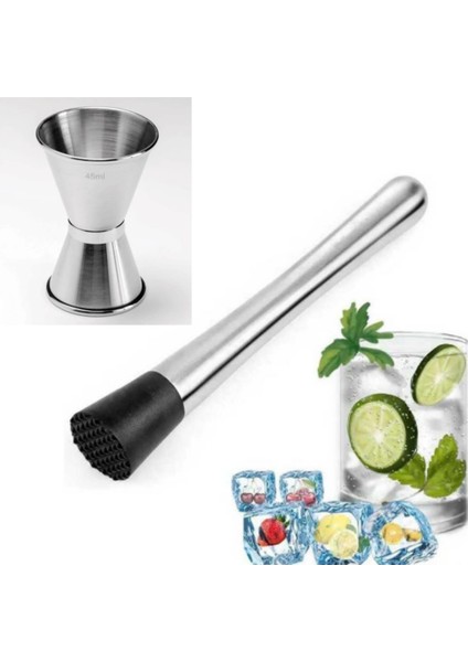 Mojito Tokmağı + 3/4.5 cl 30/45 Jigger Kokteyl Seti Bar Tokmağı Kokteyl Tokmağı Kokteyl Ölçeği Siyah fiyatları