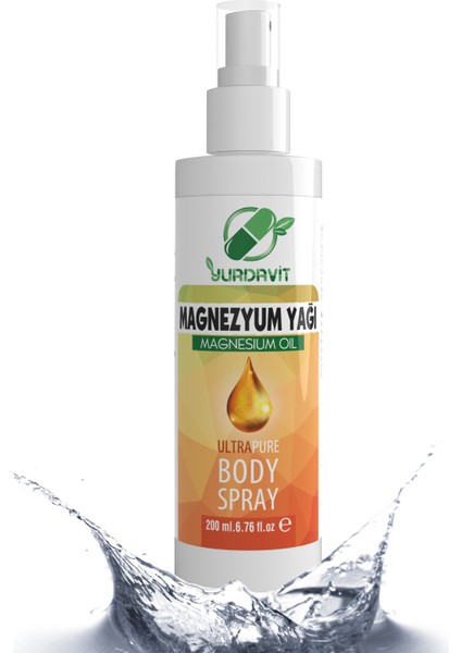 Magnezyum Yağı Ultra Saf Vücut Spreyi 200 ml Magnesium Oil Ultra Pure Body Spray