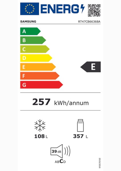 RT47CB66368ATR E Enerji Sınıfı 465 lt No Frost Buzdolabı