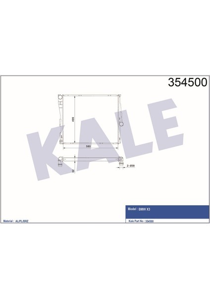 KLR-354500 Radyatör Bmw X3 E83 Al-Pl-Brz 580×498×32
