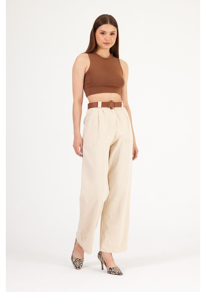 Kemerli Palazzo Gabardin Pantolon modelleri