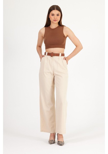 Kemerli Palazzo Gabardin Pantolon indirimleri