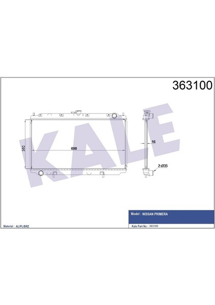 KLR-363100 Radyatör Nıssan Prımera WP11/P11 Al/pl/brz 36...