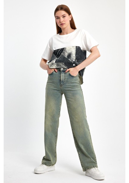 Denim Parçalı Tişört fırsatları