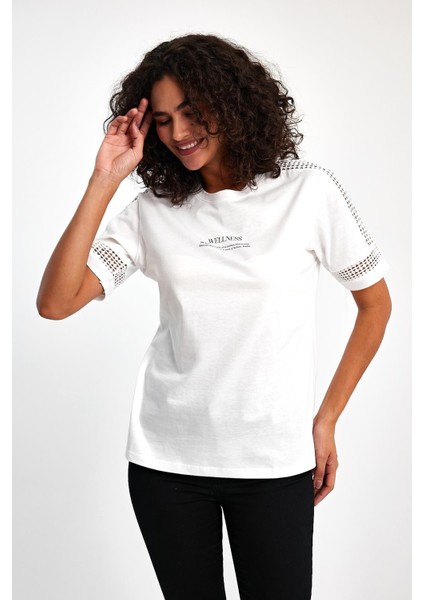 Kadın T-Shirt Kol Dantel Detay modelleri