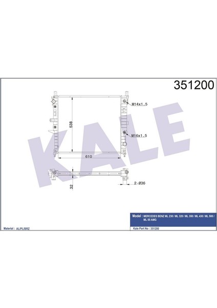 KLR-351200 Radyatör Mercedes Benz ML230-ML350-ML430-ML50...