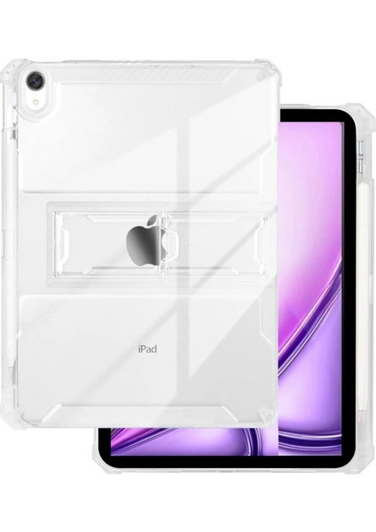 Air 13 M2 Çip 2024 Uyumlu Kılıf Kalem Bölmeli Standlı Şeffaf Silikon Case A2898 A2899