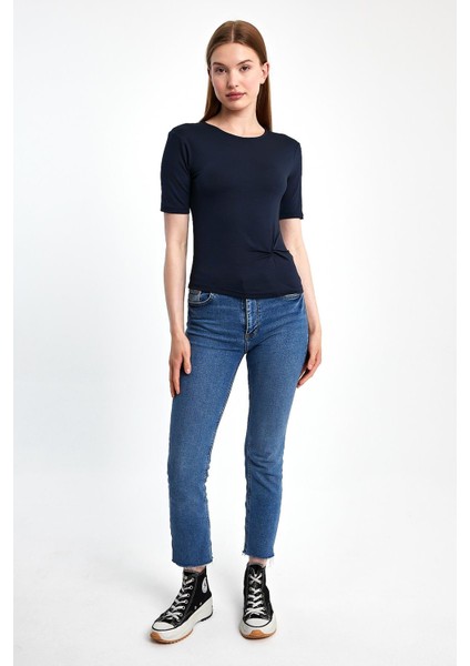 Bisiklet Yaka Büzgülü Tişört fiyatları