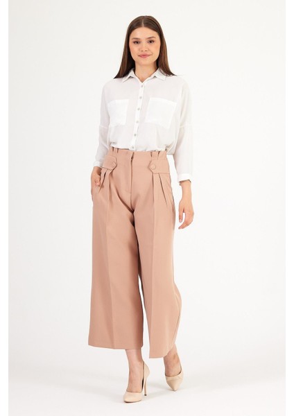 Bol Paça Bel Düğme Detay Pantolon modelleri