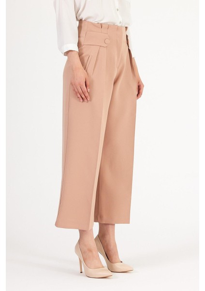 Bol Paça Bel Düğme Detay Pantolon fırsatları