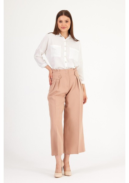 Bol Paça Bel Düğme Detay Pantolon indirimleri