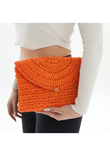 Angel Örgü Turuncu Clutch Çanta modelleri