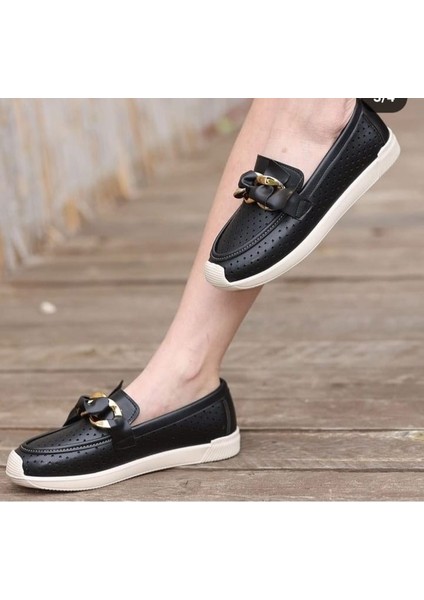 Topuklu Ortopedik Babet Ayakkabı Süet Siyah Topuk Boyu 1 cm