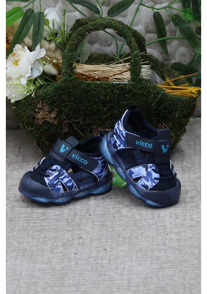 321.E24Y.211 Monrovia Lacivert Rahat Esnek Işıklı Erkek Çocuk Sandalet