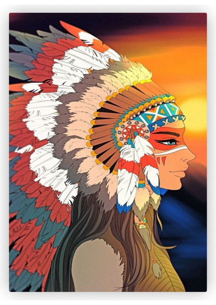 Kızılderili Kadın Ahşap Poster 20X29 cm