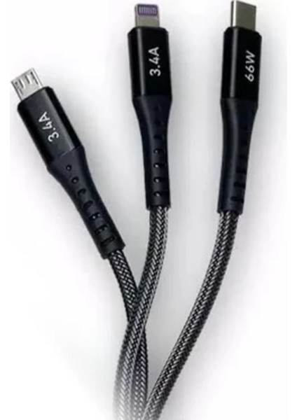 Apple Iphone 12 - 12 Pro - 12 Pro Max Lightning Şarj Kablosu 3in1