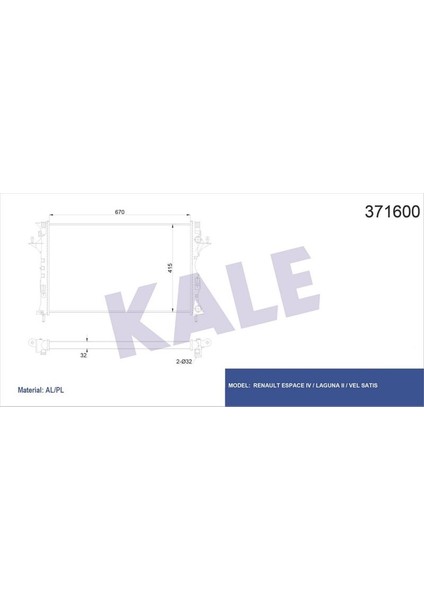 KLR-371600 Radyatör Espace Iv-Lgn Iı Al/pl/brz 670×415×32