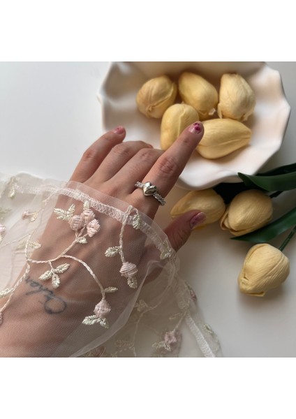 Silver Taşlı Kalp Yüzük